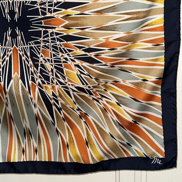 Vintage 60s/70s Mr. Emperor Starburst Pattern Large Polyester Square Scarf - Picture 5 of 10